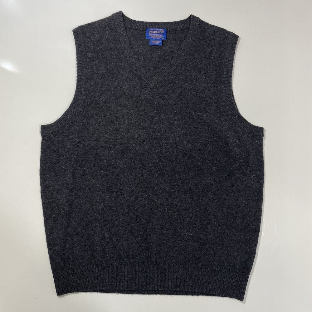 Vintage Pendleton Pullover Sweater Vest Men’s Large Dark Gray Shetland Wool